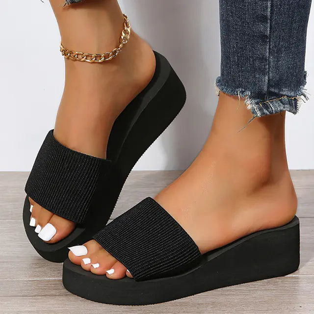 Knitted Wedge Slippers for Women - Summer Beach Sandals