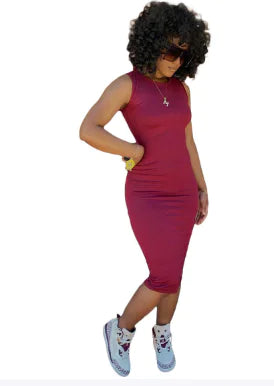 Summer Patchwork Sleeveless Dress for Women