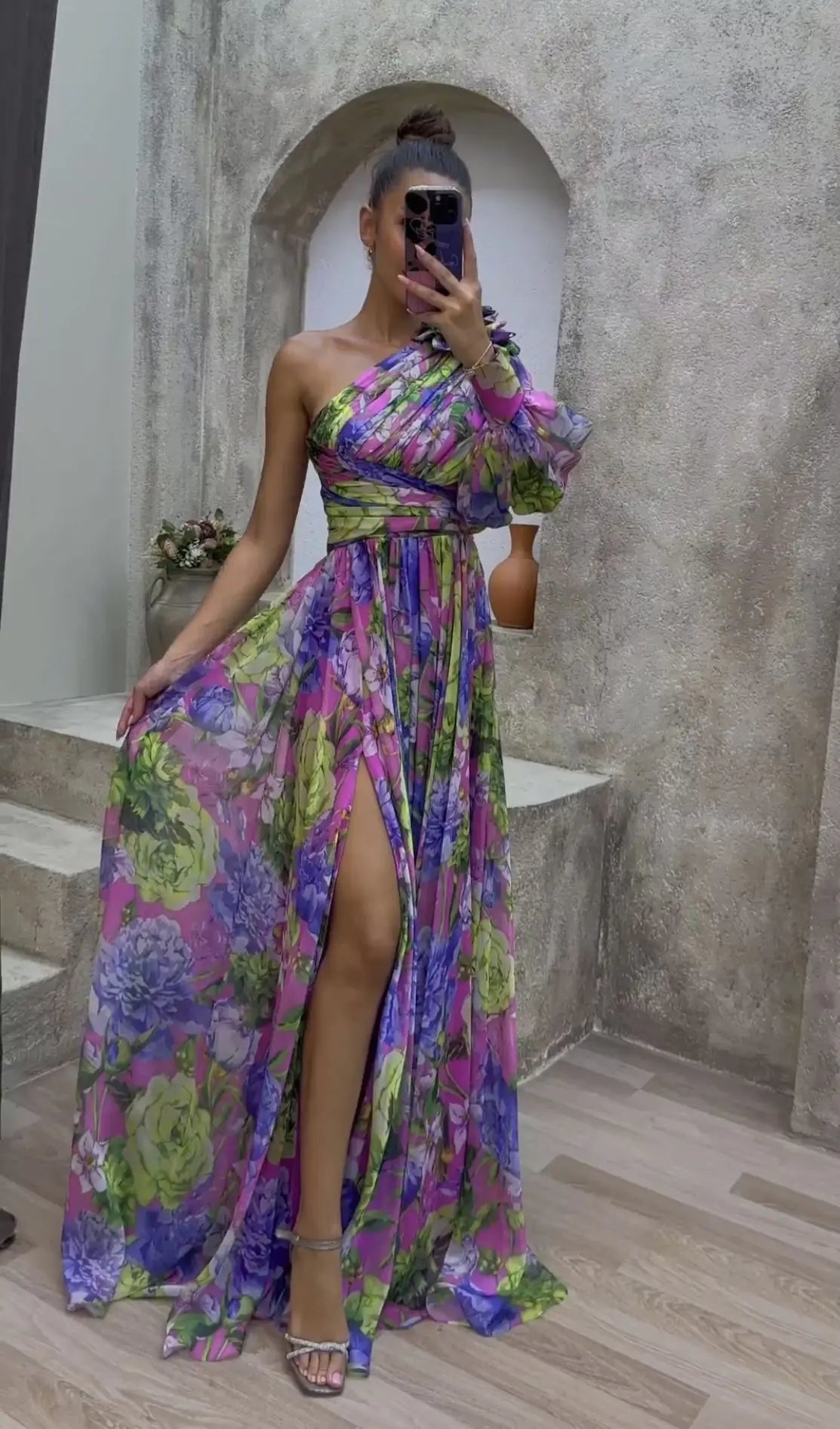 One-Shoulder Long-Sleeved Summer Dress for Women