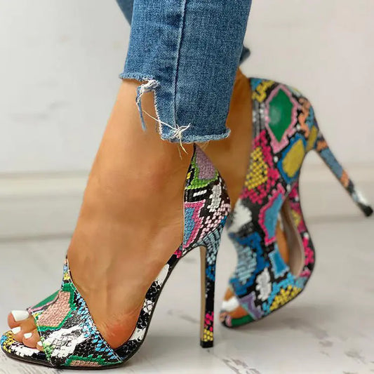 Summer Fashion Floral Peep-Toe High Heels for Women