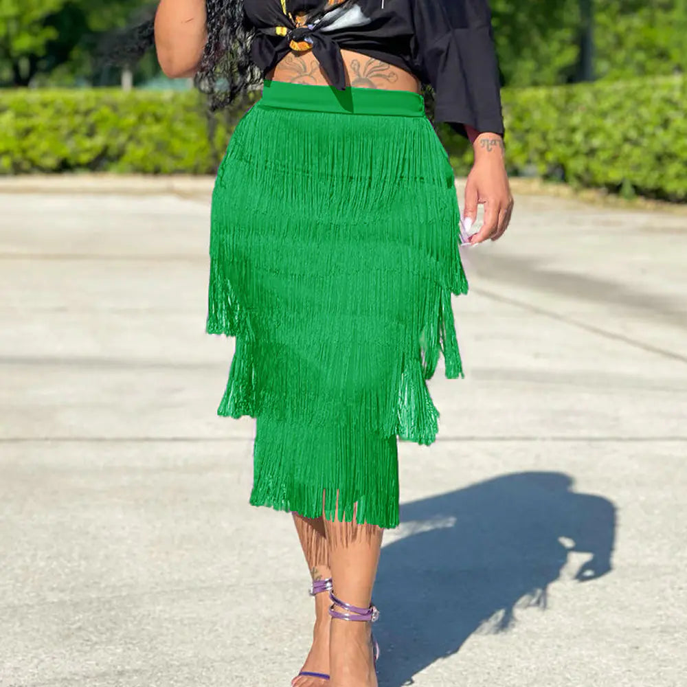 Elegant Mid-Length Fringe Skirt for Women (Summer)
