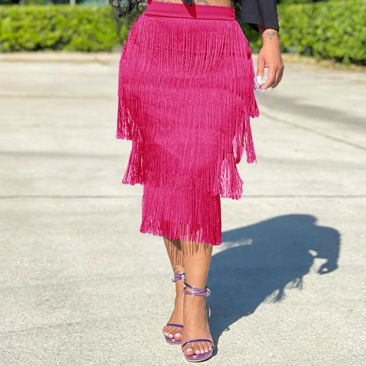 Elegant Mid-Length Fringe Skirt for Women (Summer)