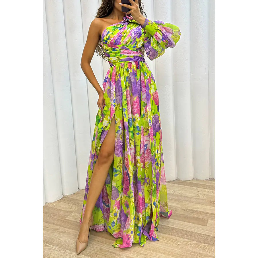 One-Shoulder Long-Sleeved Summer Dress for Women