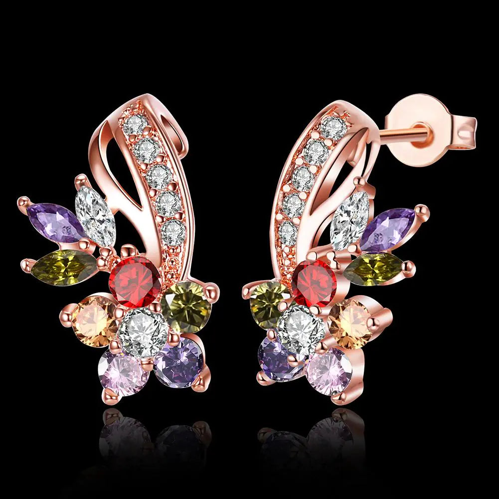 18K Rose Gold Plated Rainbow Earrings Made with  Elements