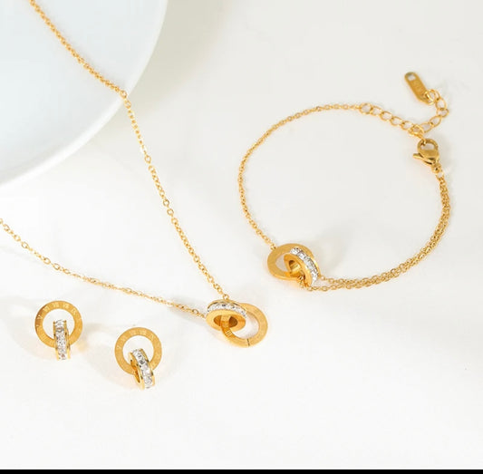 Gold circle link 3 pcs