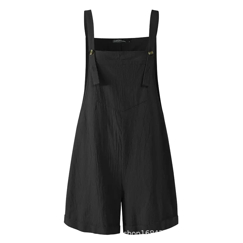 Summer Cotton-Linen Jumpsuit with Buttons for Women