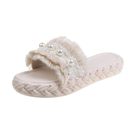 Rubber Faux Leather Slippers