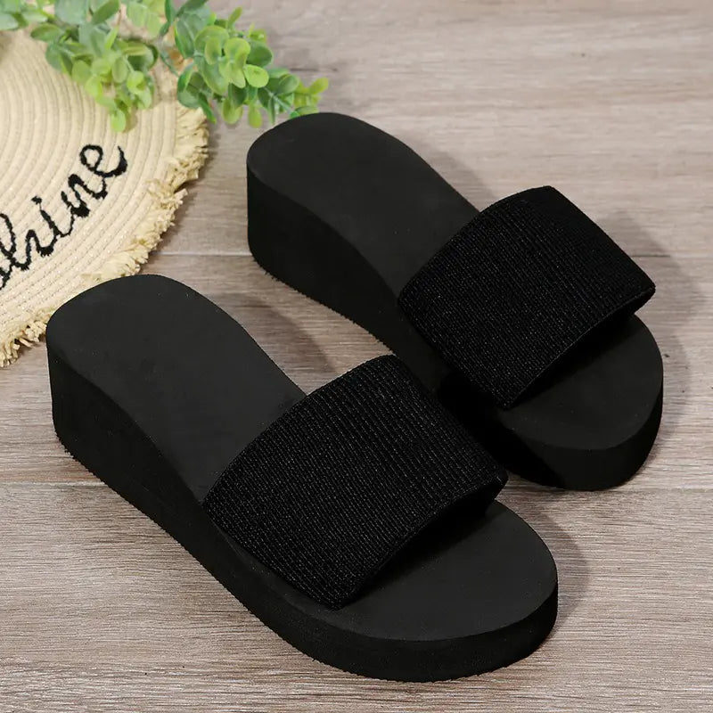 Knitted Wedge Slippers for Women - Summer Beach Sandals