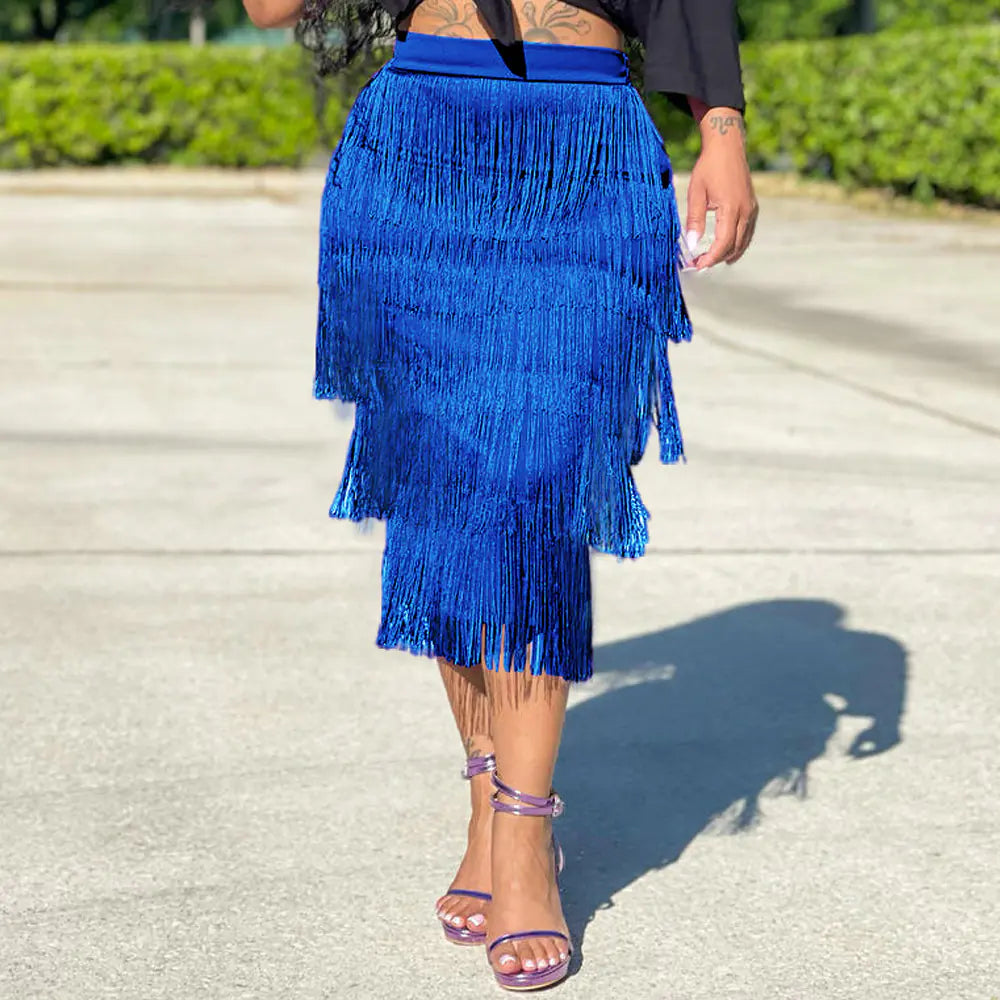 Elegant Mid-Length Fringe Skirt for Women (Summer)