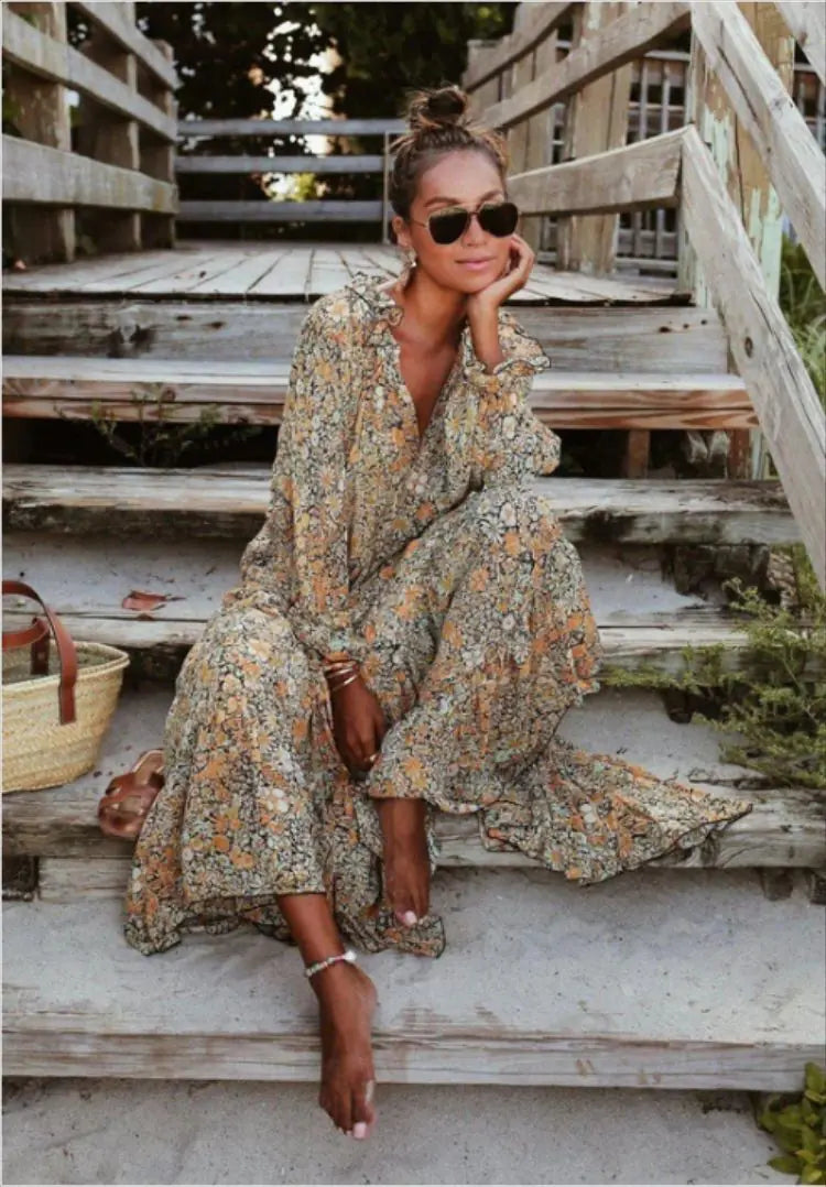 2020 Summer Bohemian Floral Maxi Dress for Women