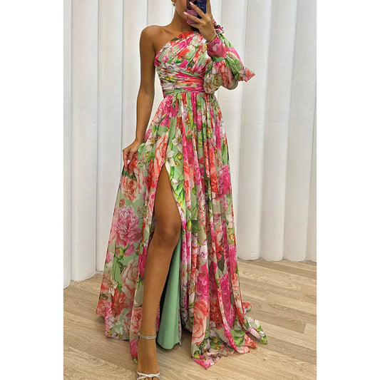 One-Shoulder Long-Sleeved Summer Dress for Women