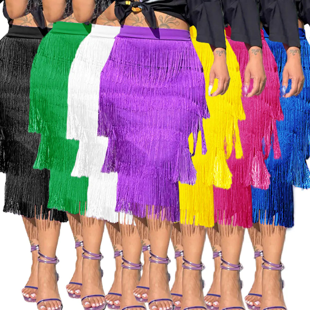 Elegant Mid-Length Fringe Skirt for Women (Summer)
