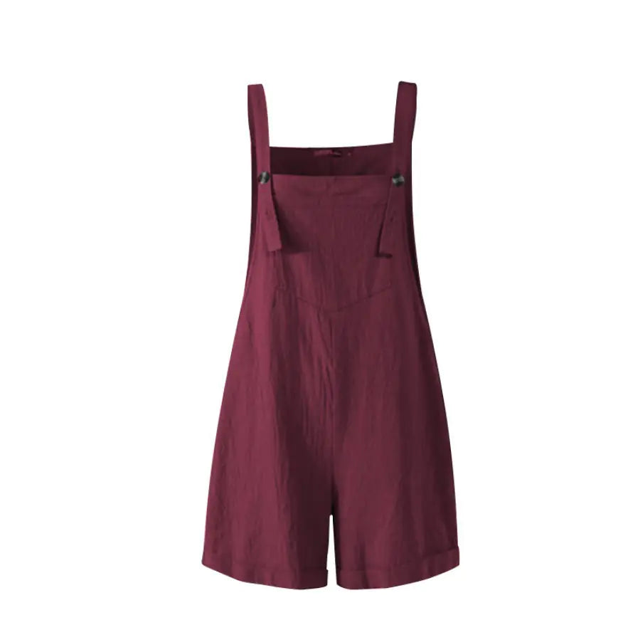 Summer Cotton-Linen Jumpsuit with Buttons for Women