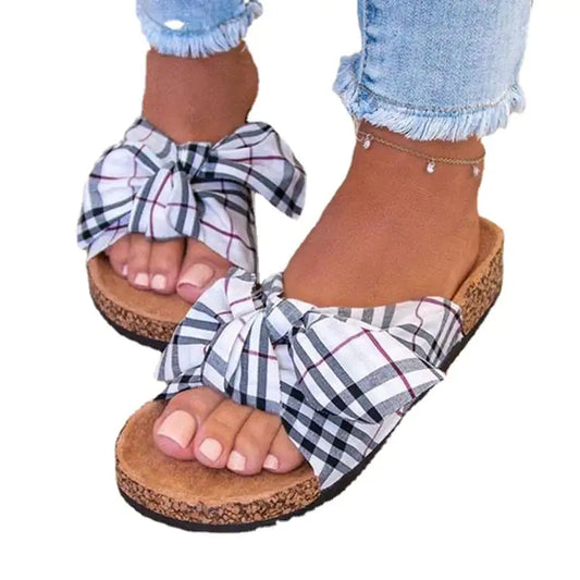 Summer Ladies Leopard Print Bowknot Flat Sandals